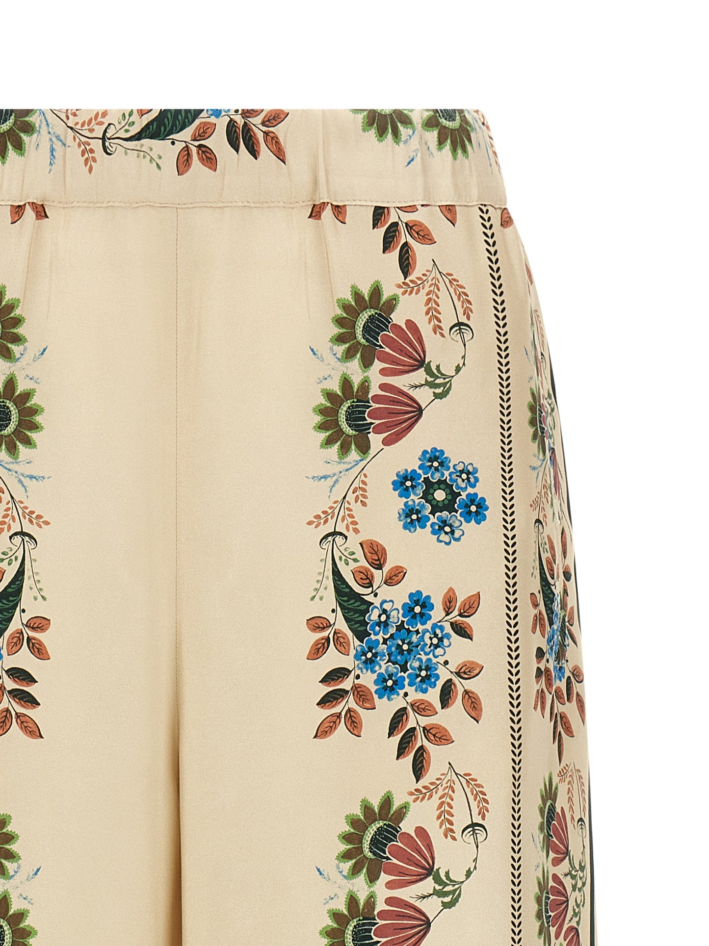 Beige Silk Casual Pants