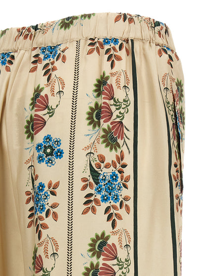 Beige Silk Casual Pants