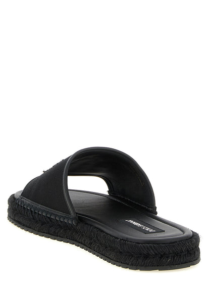 Black Cotton Slides