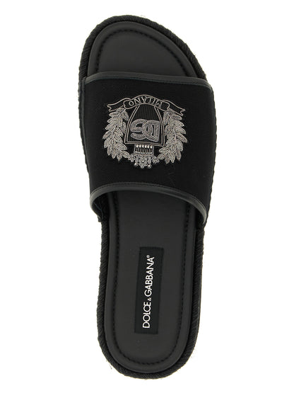 Black Cotton Slides