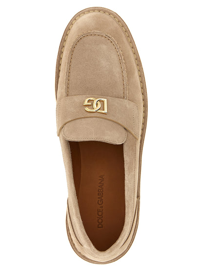 Beige Calfskin Slip-On Loafers