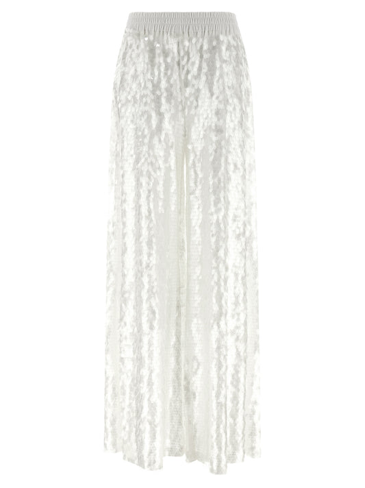 White Nylon Casual Pants