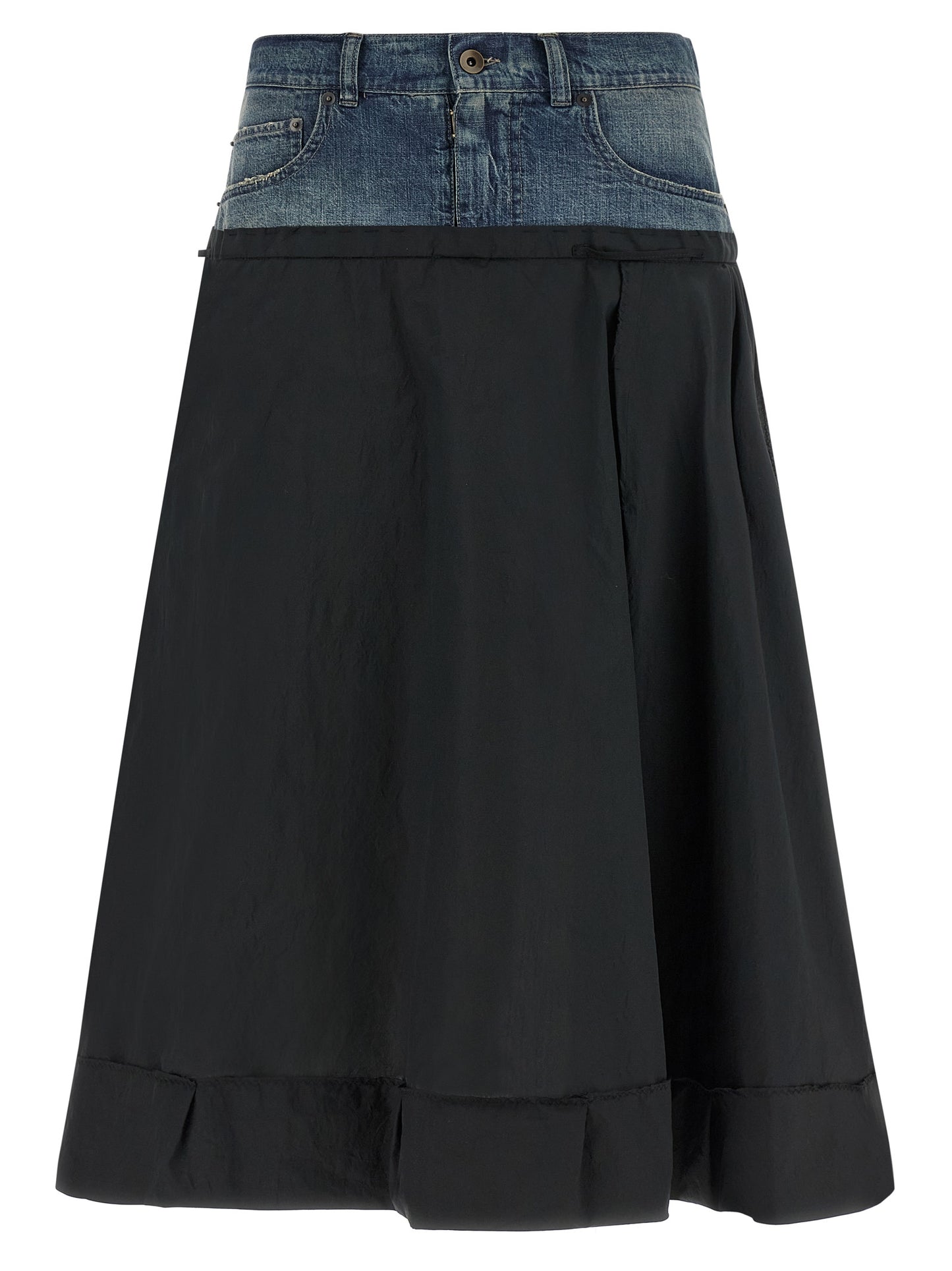 Multicolor Polyester Midi Skirt