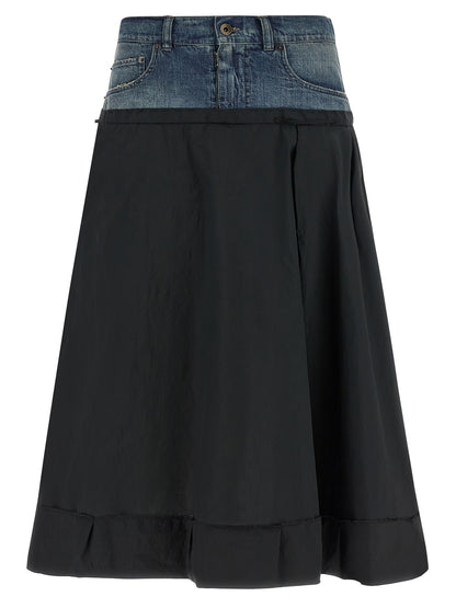 Multicolor Polyester Midi Skirt