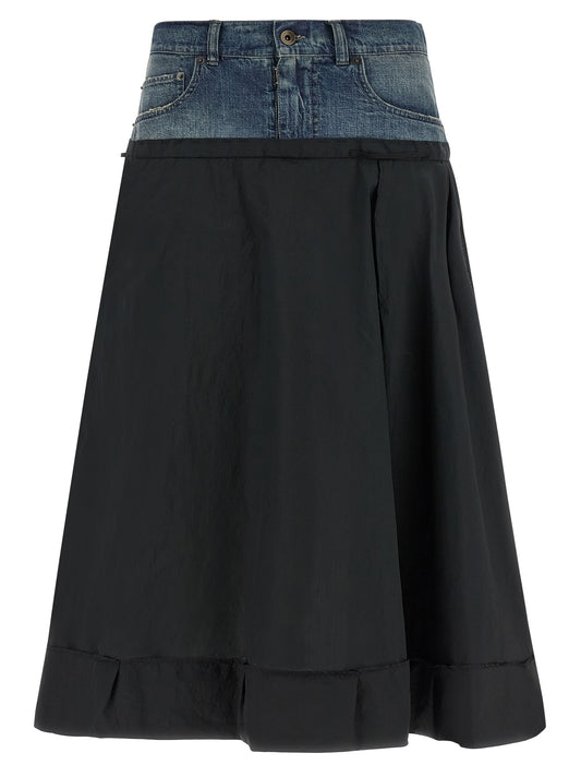 Multicolor Polyester Midi Skirt