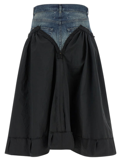 Multicolor Polyester Midi Skirt