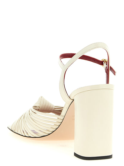 White Goatskin Stiletto Heel Sandals