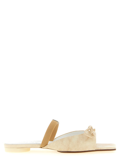 Beige Cowhide Slides