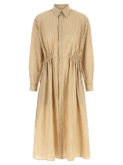 Beige Cotton Midi Dress