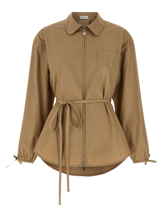 Beige Cotton Full-Length Jacket