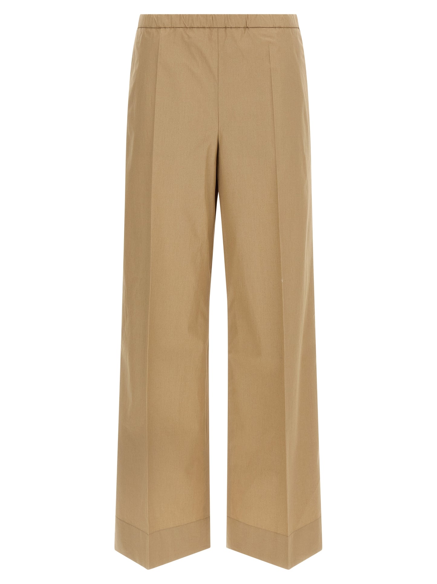 Beige Cotton Casual Pants