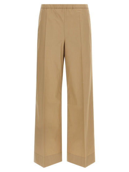 Beige Cotton Casual Pants
