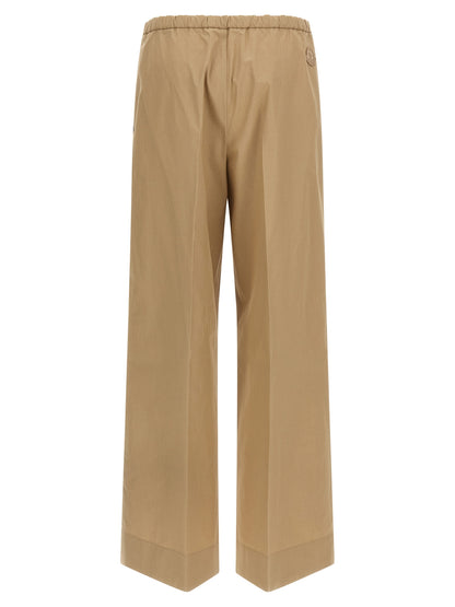 Beige Cotton Casual Pants