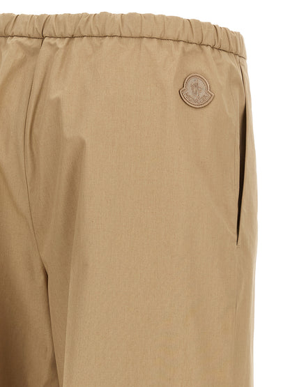 Beige Cotton Casual Pants