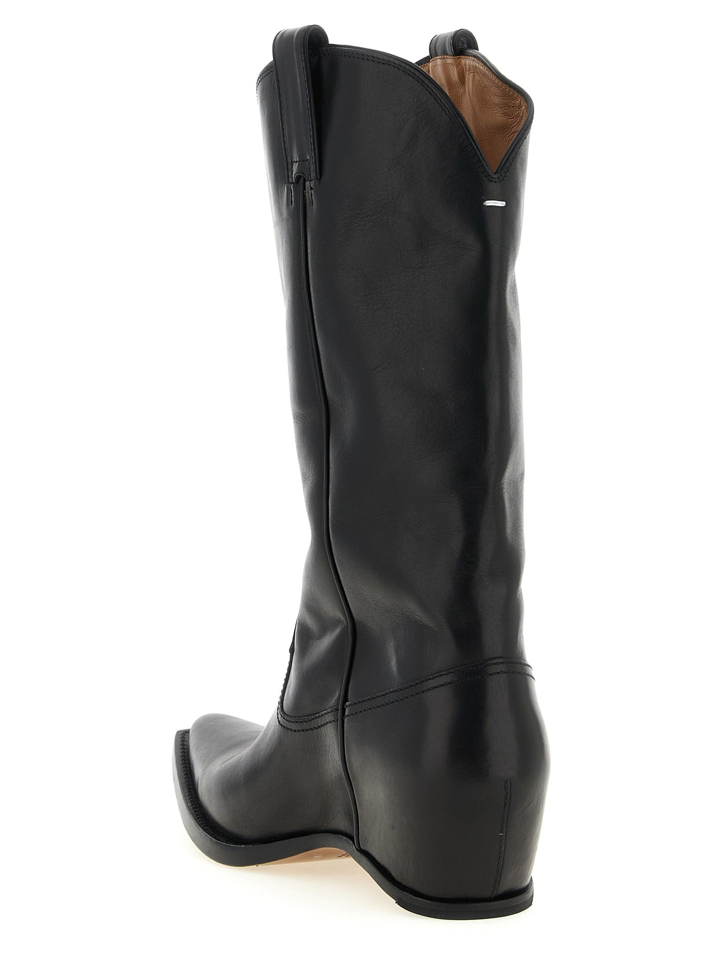 Black Bovine Leather Over The Knee