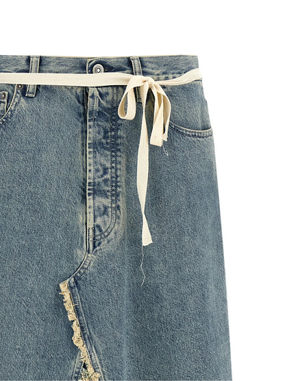 Blue Cotton Mini Skirt
