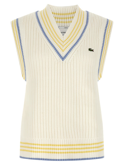 White Cotton Sleeveles Sweater
