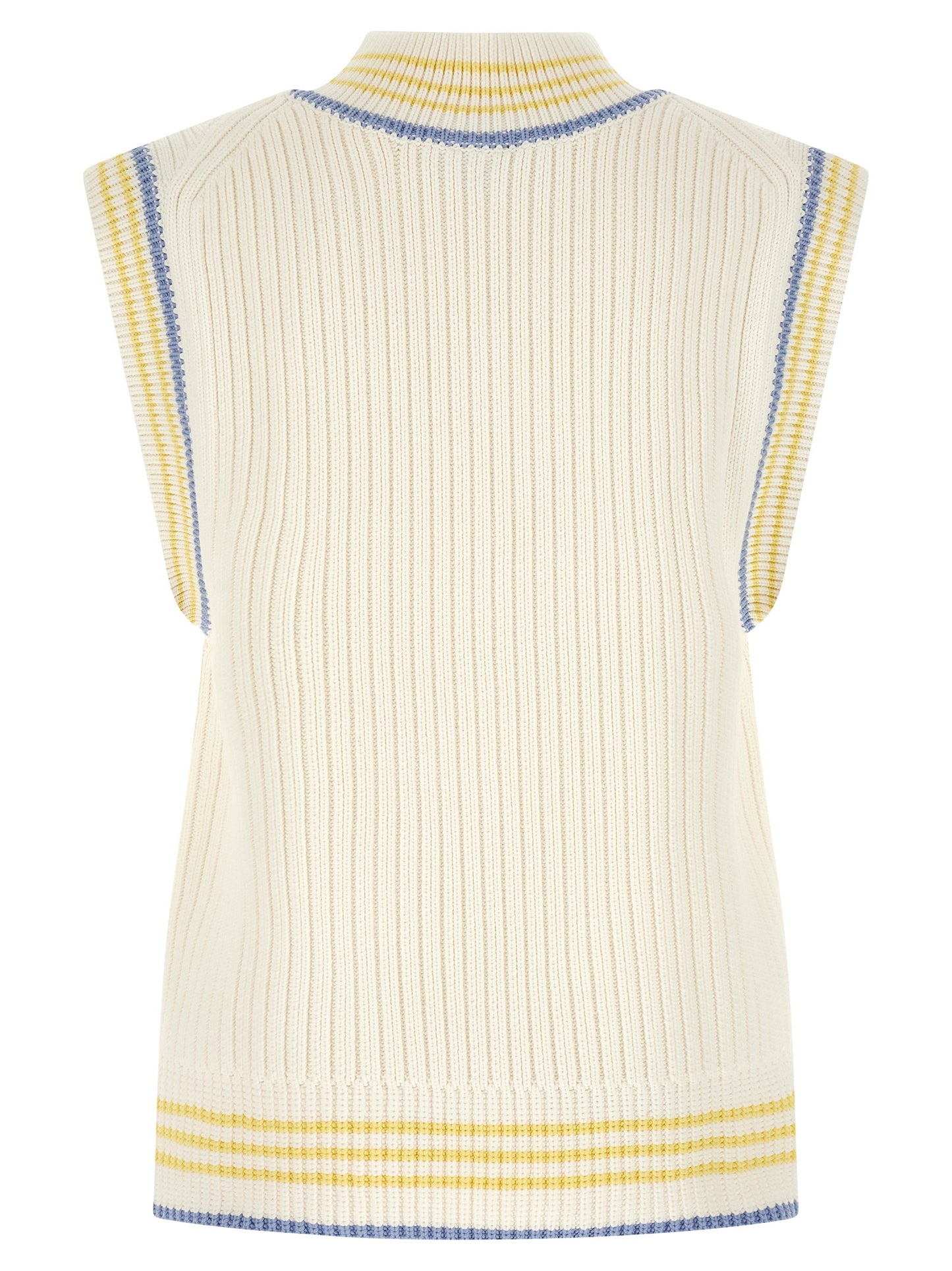 White Cotton Sleeveles Sweater