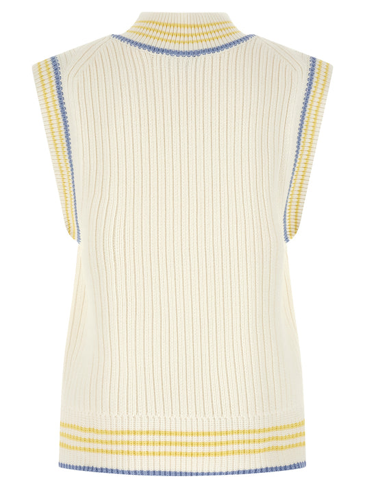 White Cotton Sleeveles Sweater