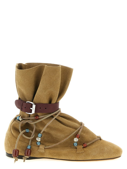 Beige Calfskin Ankle Boots