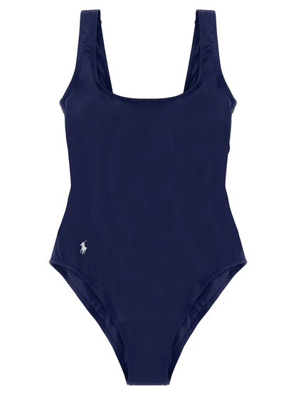 Blue Nylon One-Piece Swimsuit