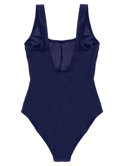 Blue Nylon One-Piece Swimsuit