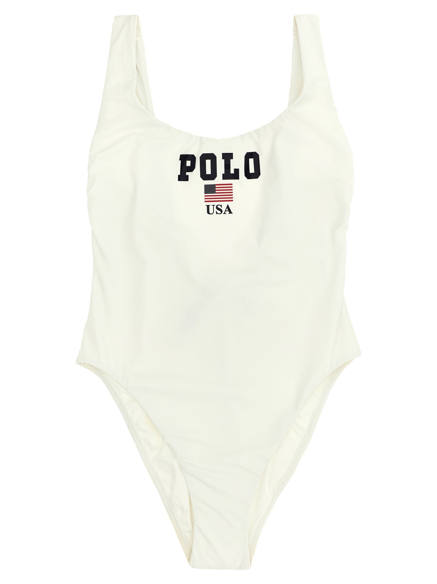White Nylon One-Piece Swimsuit