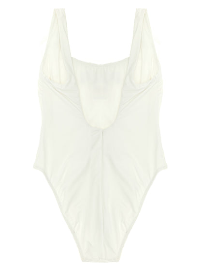 White Nylon One-Piece Swimsuit