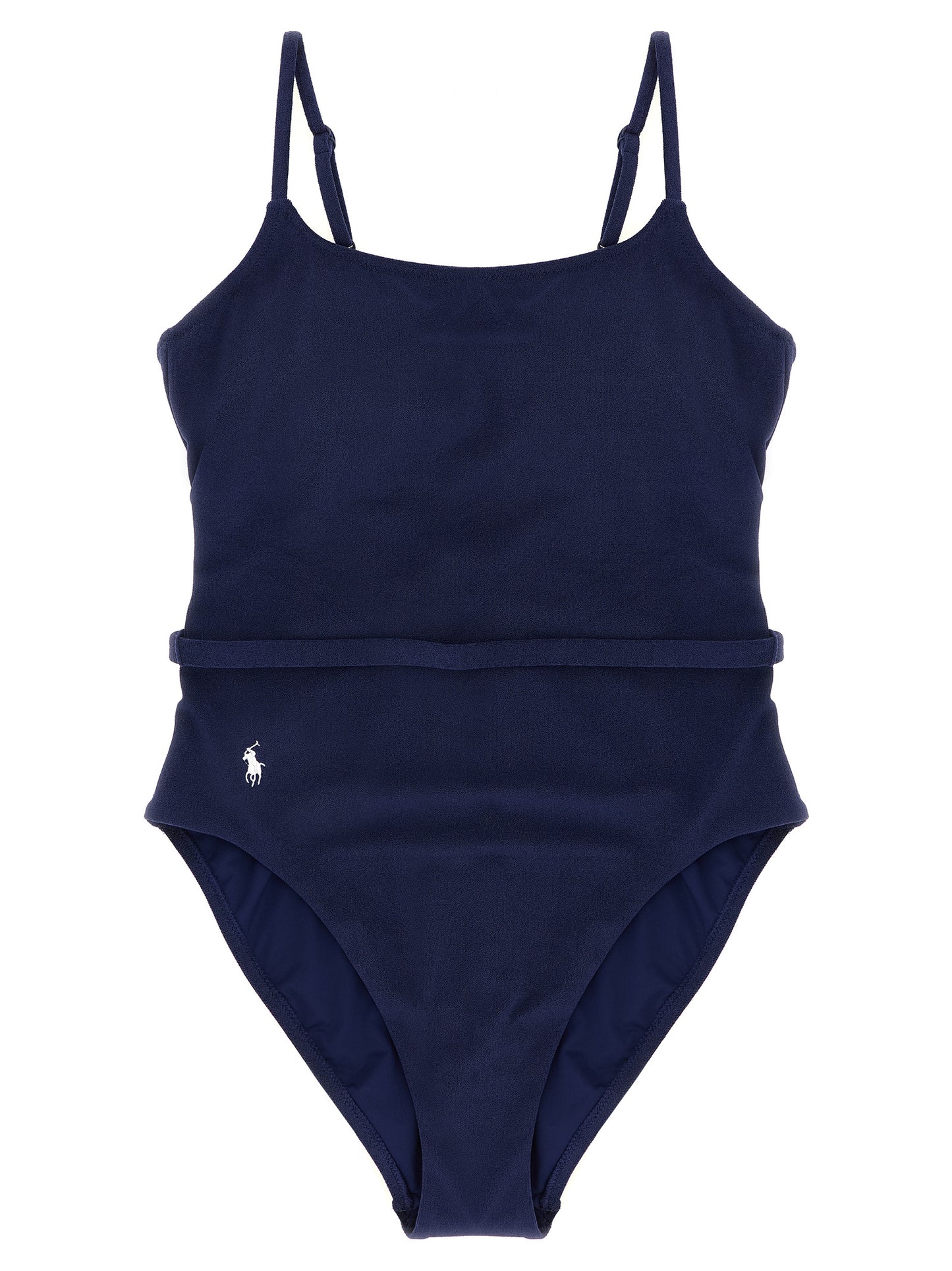 Blue Polyester One-Piece Swimsuit