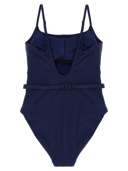 Blue Polyester One-Piece Swimsuit