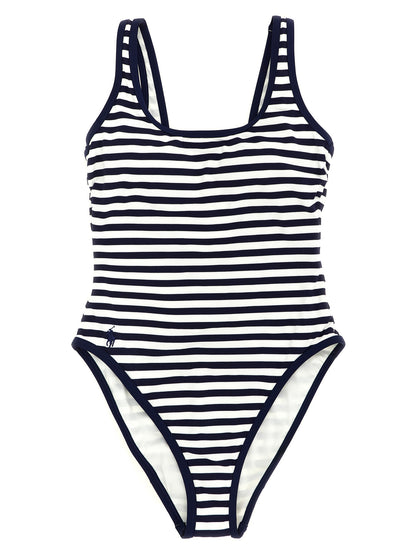 Blue Nylon One-Piece Swimsuit