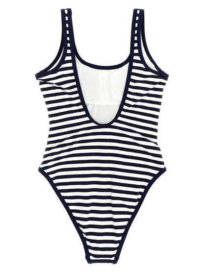 Blue Nylon One-Piece Swimsuit