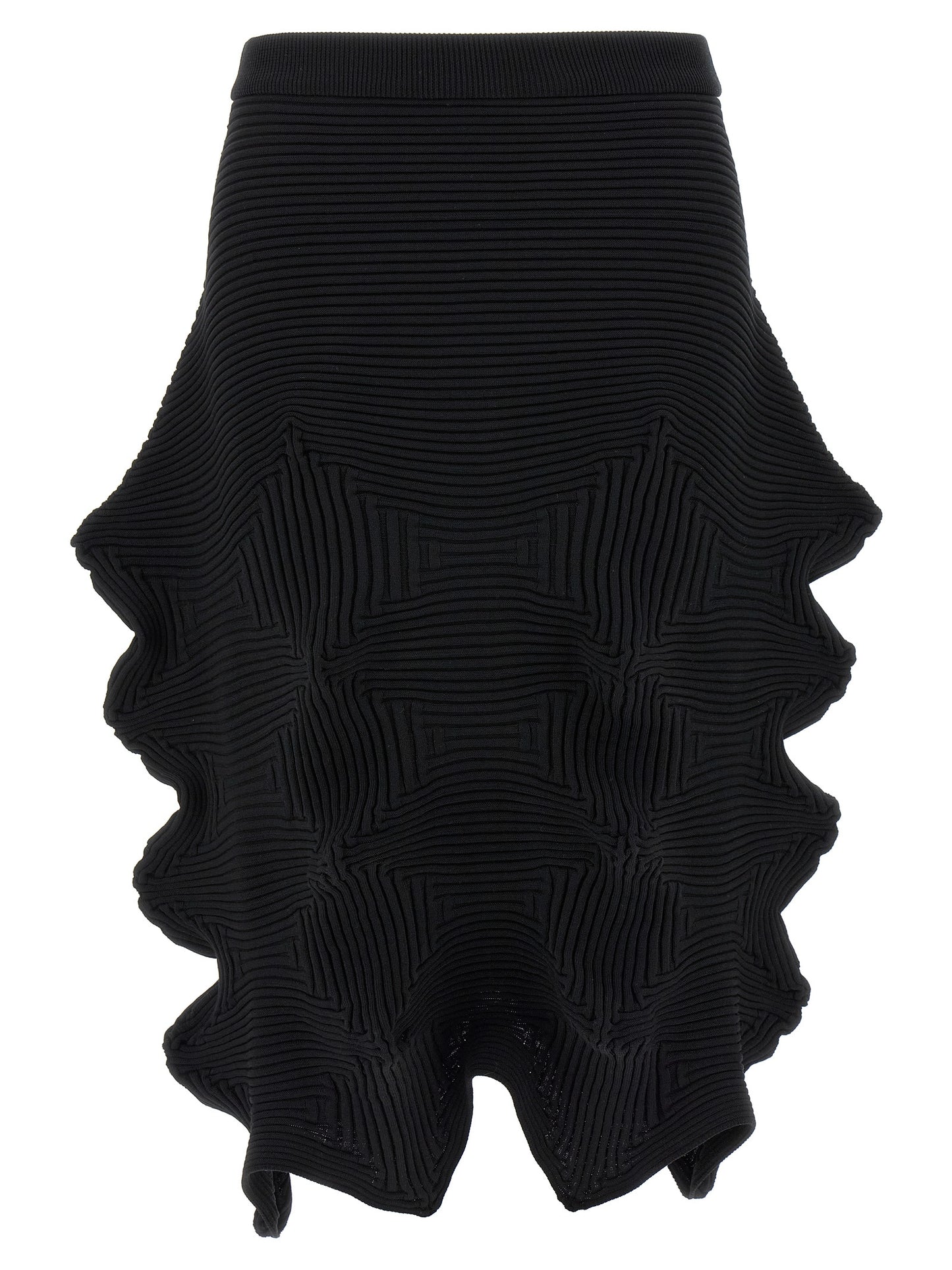 Black Polyester Midi Skirt
