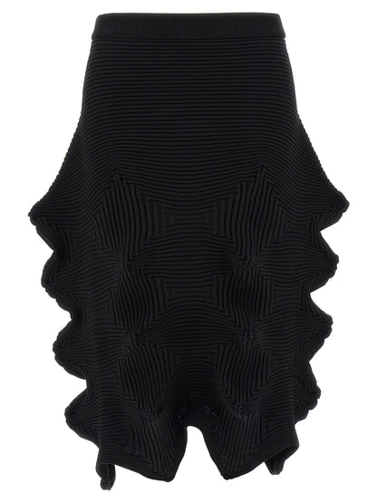 Black Polyester Midi Skirt
