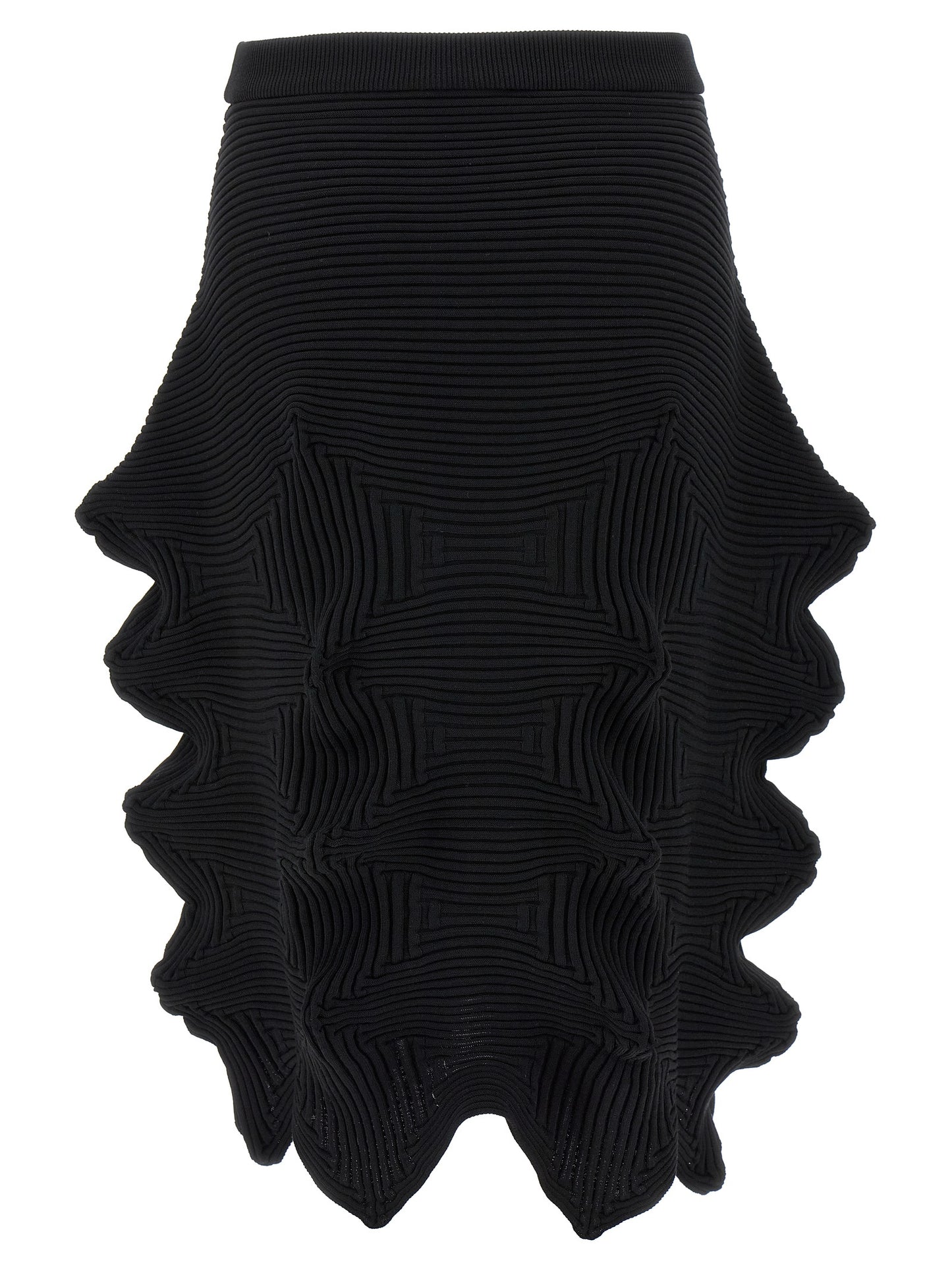 Black Polyester Midi Skirt