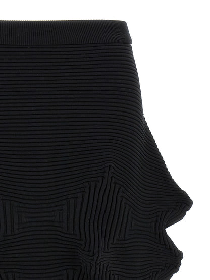 Black Polyester Midi Skirt