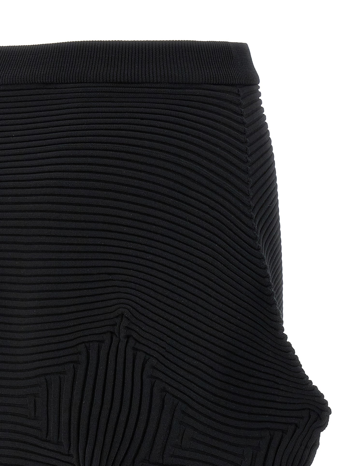 Black Polyester Midi Skirt