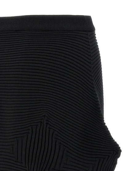 Black Polyester Midi Skirt