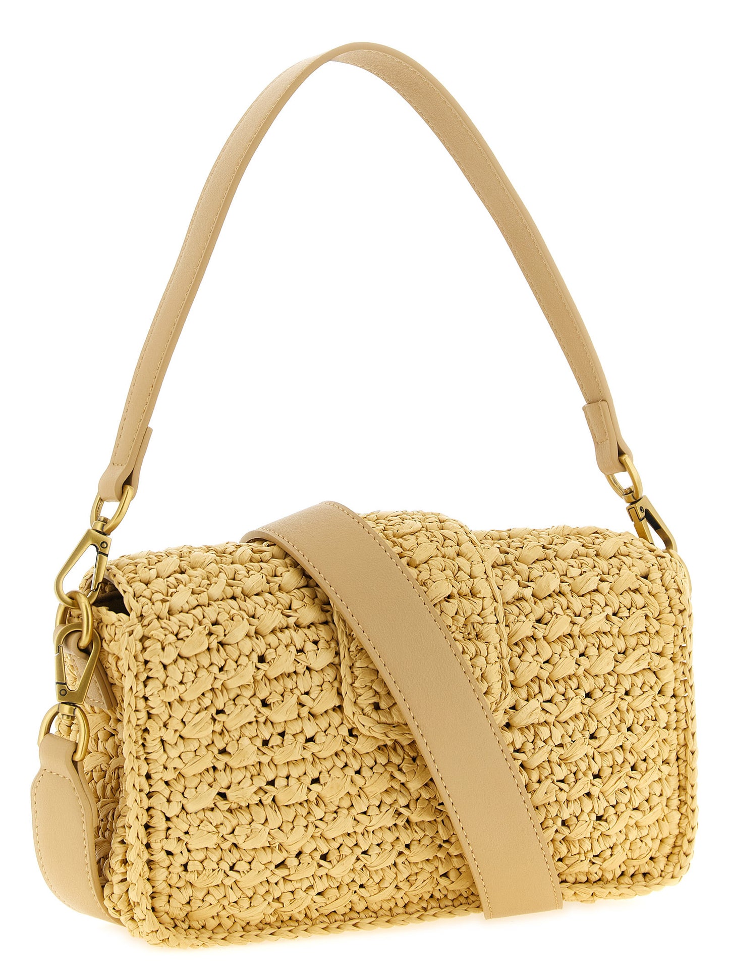 Beige Polypropylene Crossbody Bag