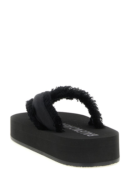 Black Viscose Slides