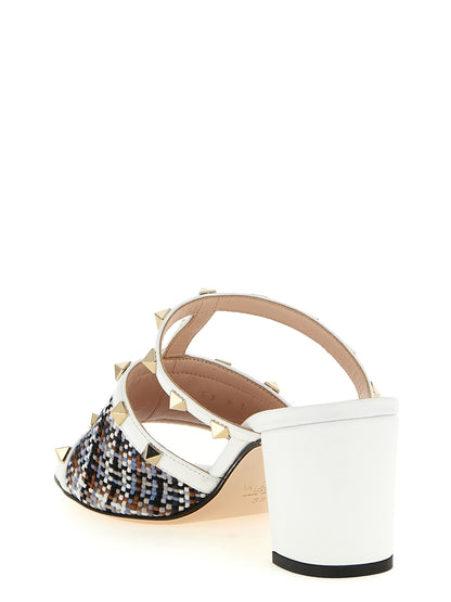 White Polyester Platform Sandals