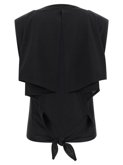 Black Paper Sleeveles T-Shirt