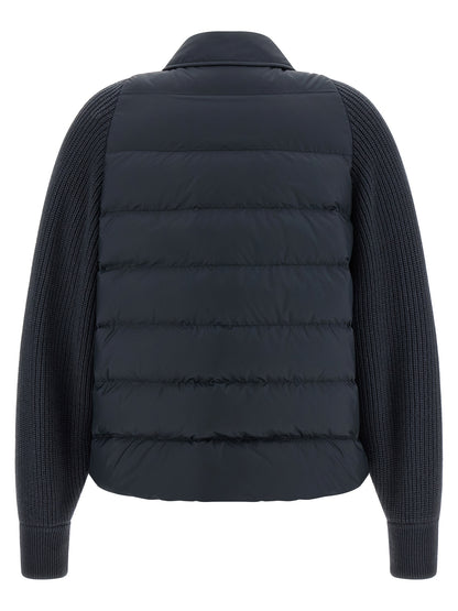 Blue Polyester Full-Length Jacket