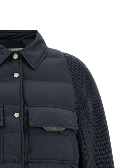 Blue Polyester Full-Length Jacket