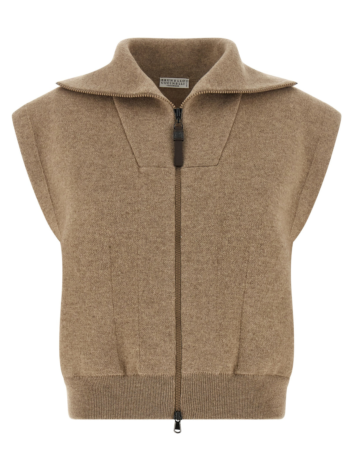 Beige Cashmere Sleeveless Jacket