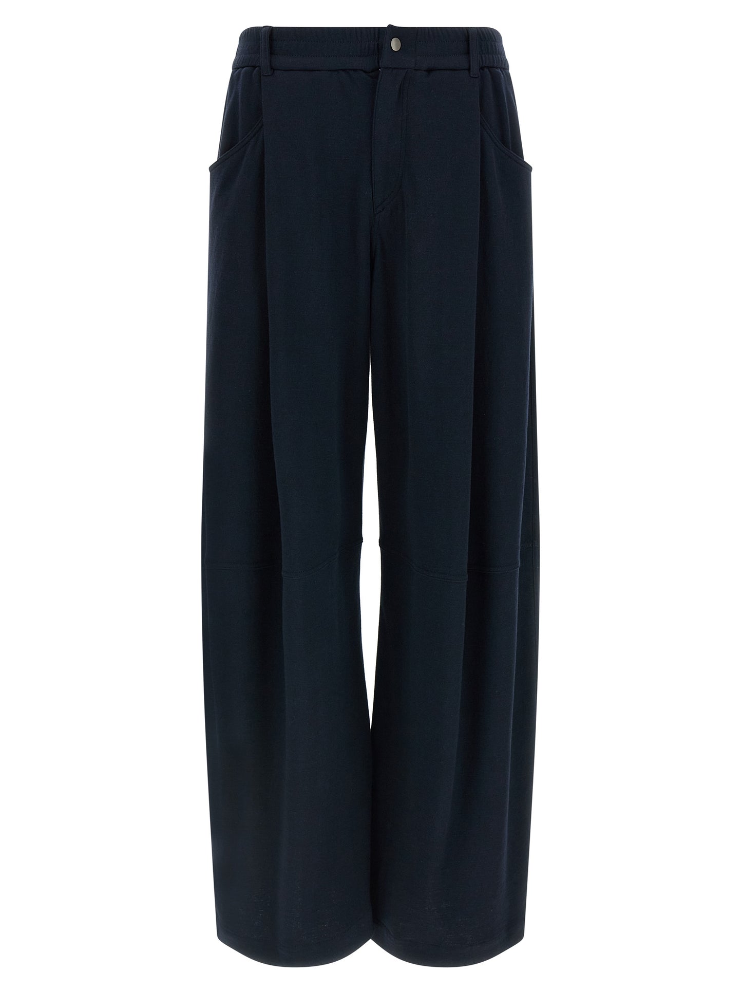 Blue Cotton Casual Pants