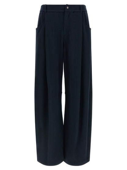 Blue Cotton Casual Pants