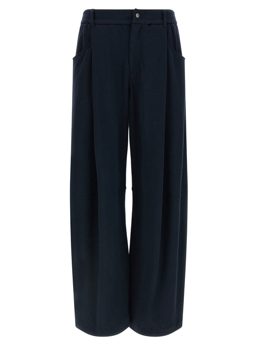 Blue Cotton Casual Pants