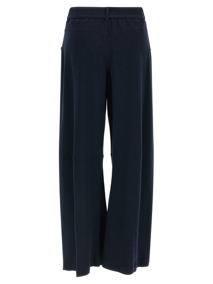 Blue Cotton Casual Pants