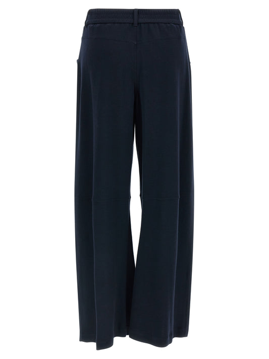 Blue Cotton Casual Pants